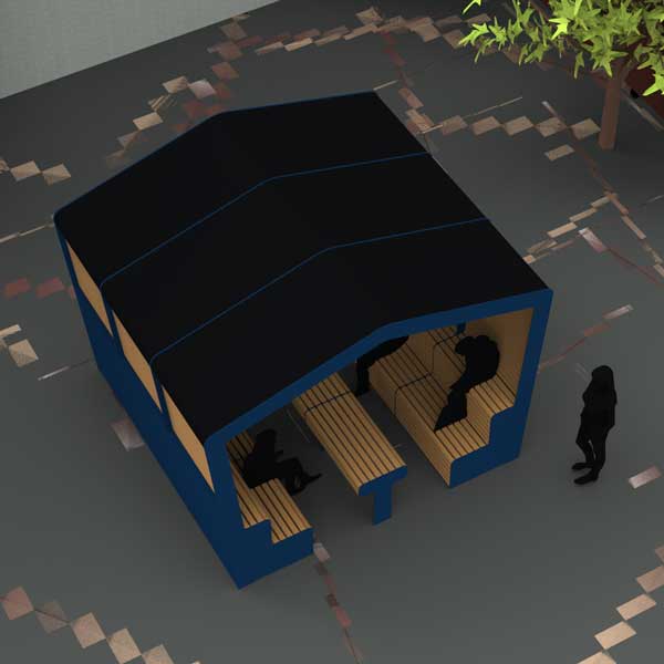 straatmeubilair zitplek overdekt bank tafel